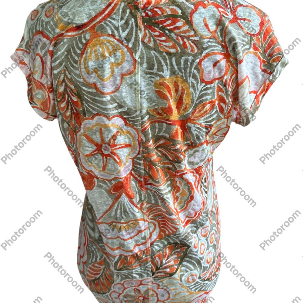 Bundle LOFT Linen Multicolor Floral Short Sleeve Blouse . 18" Chest - Picture 3 of 5